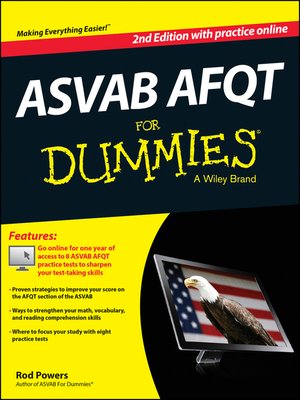 cover image of ASVAB AFQT for Dummies, with Online Practice Tests